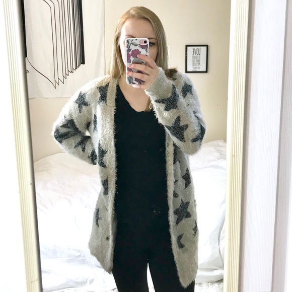 Fuzzy Star Oversized Cardigan 